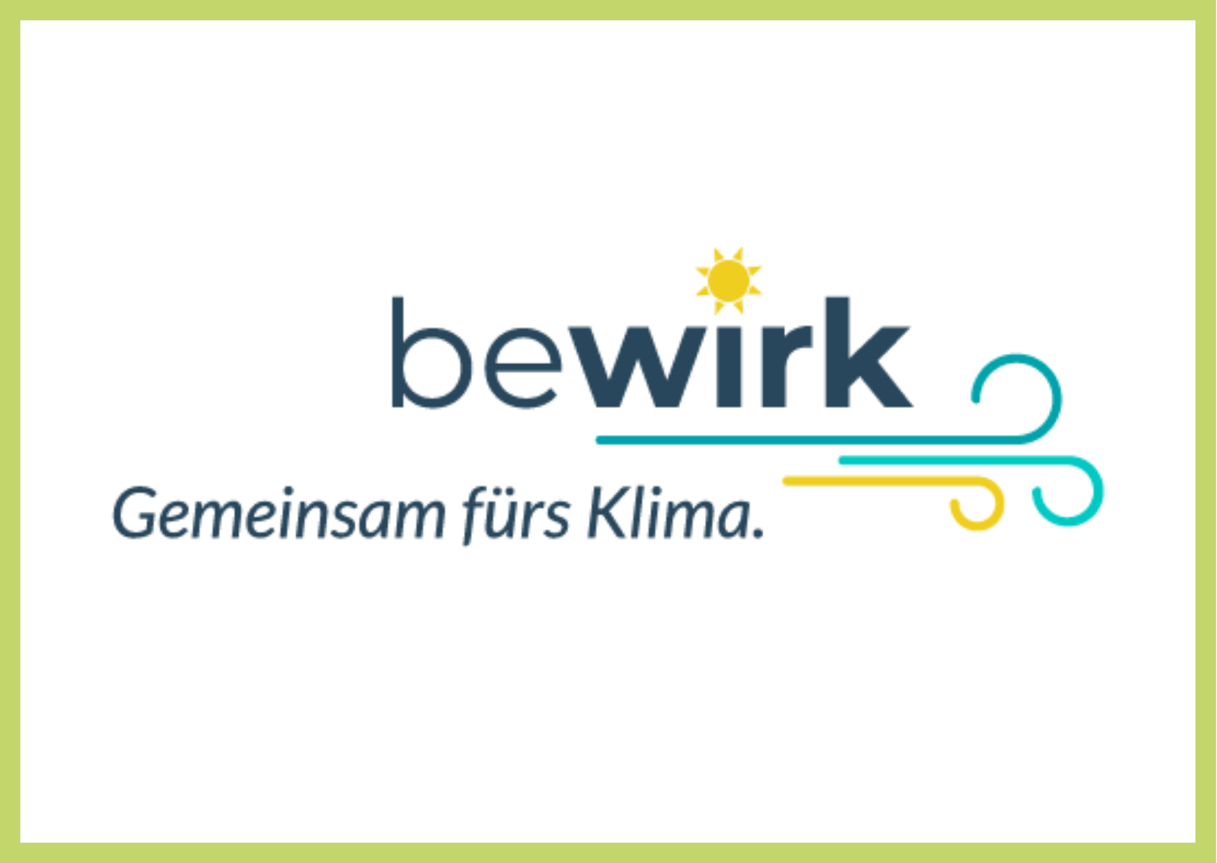 Logo bewirk – Gemeinsam fürs Klima in blau, gelb und türkis