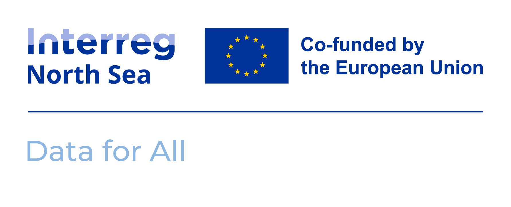Eine Kombination der Logos von Interreg North Sea Region und Data for All
