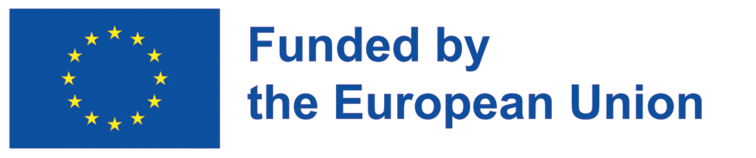 Die EU-Flagge. Daneben steht: Funded by the European Union.