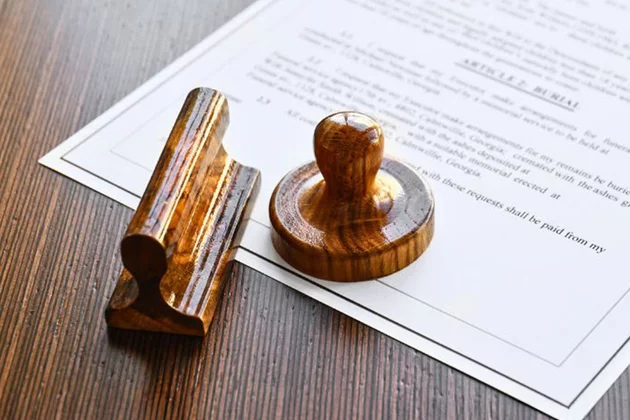 Stempel auf einem Dokument