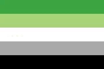 Aromantic Flag Die aromantische Flagge verläuft von oben grün über weiß und grau bis unten schwarz.