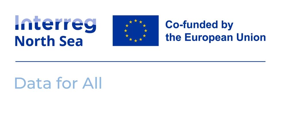 Eine Kombination der Logos von Interreg North Sea Region und Data for All